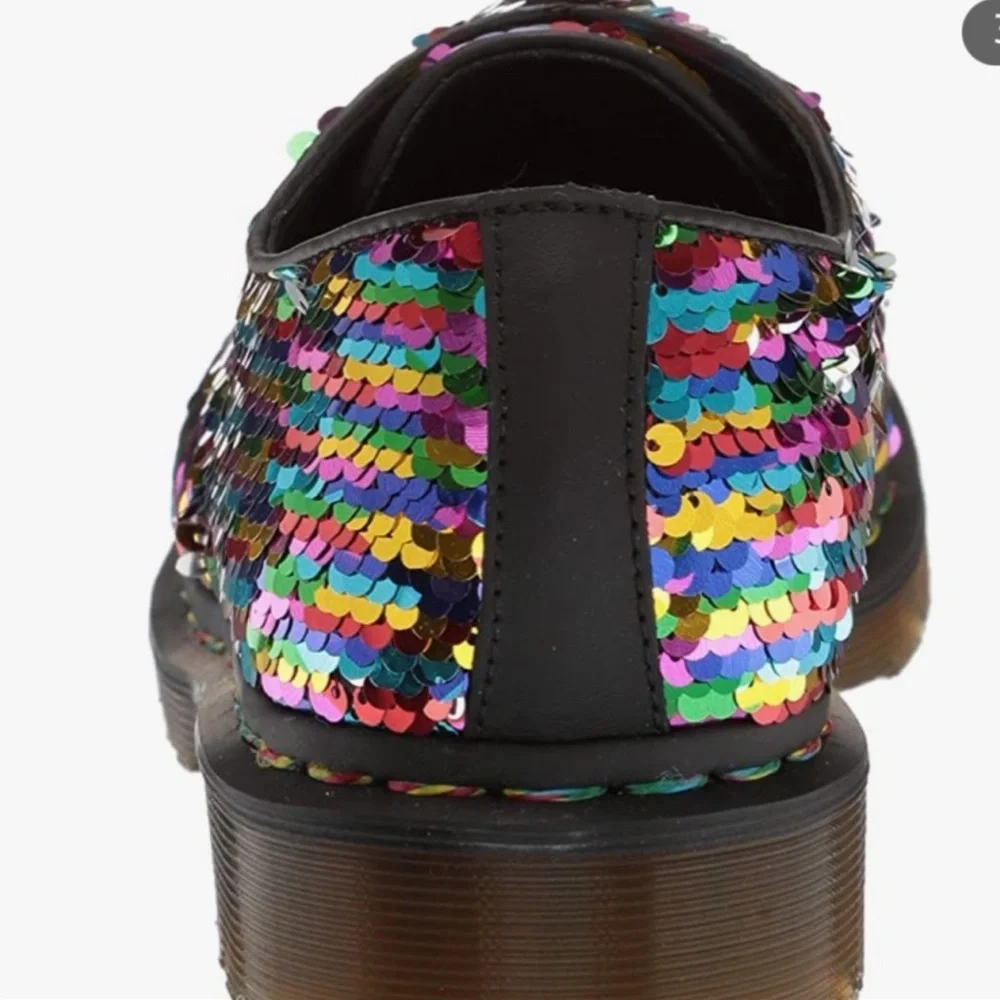 Sparkly Doc Dr Martens 1461 Sequin Rainbow Silver 24597